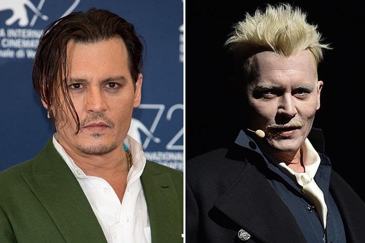 Johnny Depp sporting dark and blonde hair